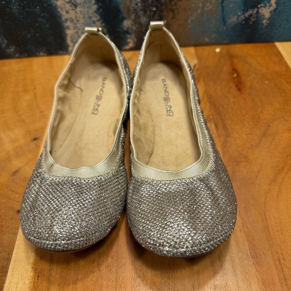 Bandolino Metallic Knit Ballet Flats – Gold Sparkle Slip-On Shoes Size 7M (VGUC) - Picture 2 of 12